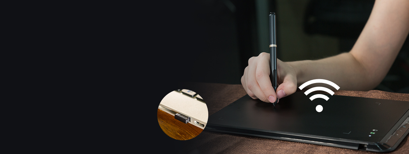 XP-Pen Star 05 graphic drawing tablet features both wired and wireless USB capabilities